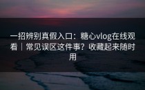 一招辨别真假入口：糖心vlog在线观看｜常见误区这件事？收藏起来随时用