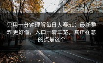 只用一分钟理解每日大赛51：最新整理更好懂，入口一清二楚，真正在意的点是这个