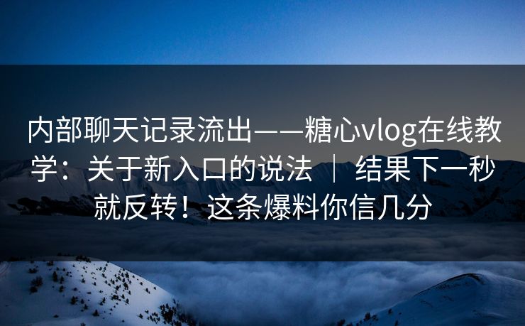 内部聊天记录流出——糖心vlog在线教学：关于新入口的说法 ｜ 结果下一秒就反转！这条爆料你信几分  第1张