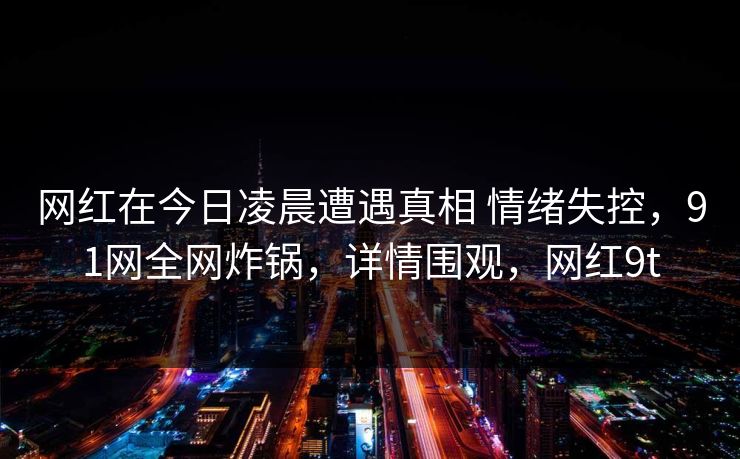 网红在今日凌晨遭遇真相 情绪失控，91网全网炸锅，详情围观，网红9t  第1张